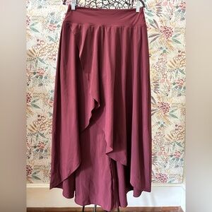 HALARA NWT Breezeful Burgundy High-Low Maxi Wrap Skirt with Shorts Size Large